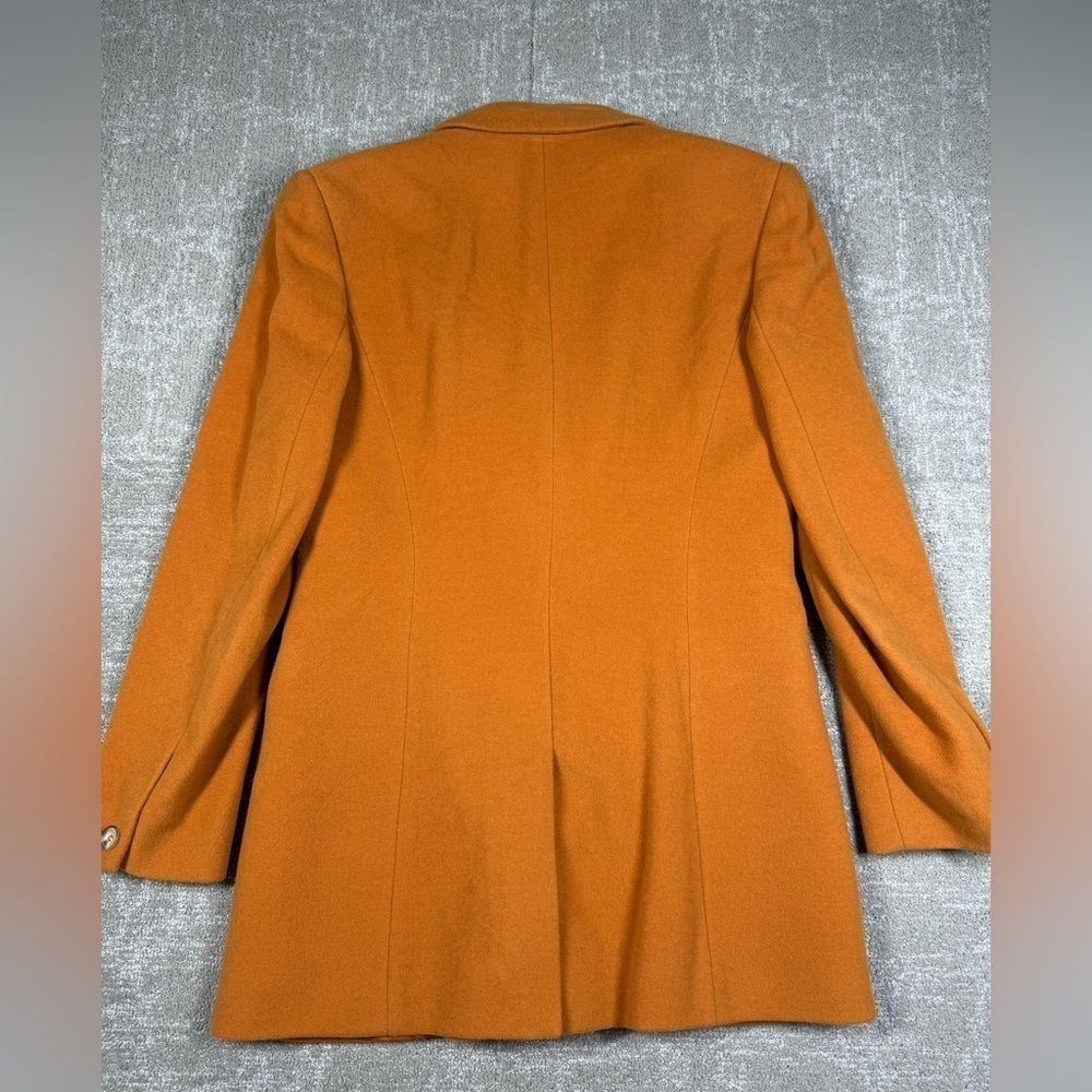 Laura Ashley Made in Poland Orange Wool Blend Long Blazer Jacket Womens 6 - Picture 7 of 8